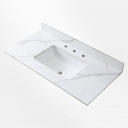 Modern Luxe Furniture 43'' Composite Single Vanity Top with Sink and 3